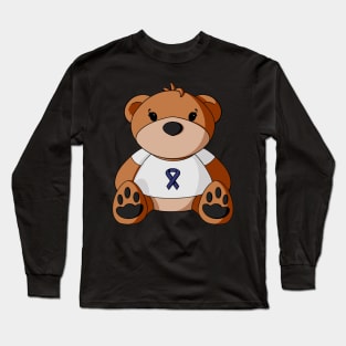 Colon Cancer Awareness Teddy Bear Long Sleeve T-Shirt